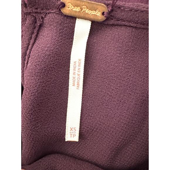 Free People Women's Sheer Femme Embroidered Retro Blouse Purple S Sexy Boho - Picture 2 of 8